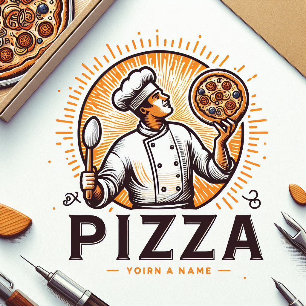 A lively and artistic logo for your pizza company set against a clean white background.
