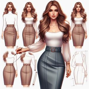 Belted Pencil Skirt - reference Ai image for Easy Prompt Generator
