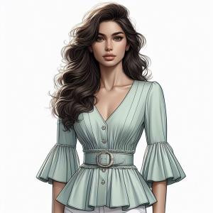 Belted Peplum Blouse - reference Ai image for Easy Prompt Generator
