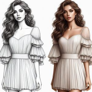 Flutter Sleeve Dress - reference Ai image for Easy Prompt Generator