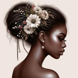 Loose Updo with Flowers - reference Ai image for Easy Prompt Generator