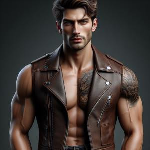 Leather vest - reference Ai image for Easy Prompt Generator