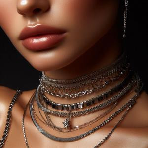 Layered chain necklace - reference Ai image for Easy Prompt Generator