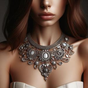 Statement bib necklace - reference Ai image for Easy Prompt Generator