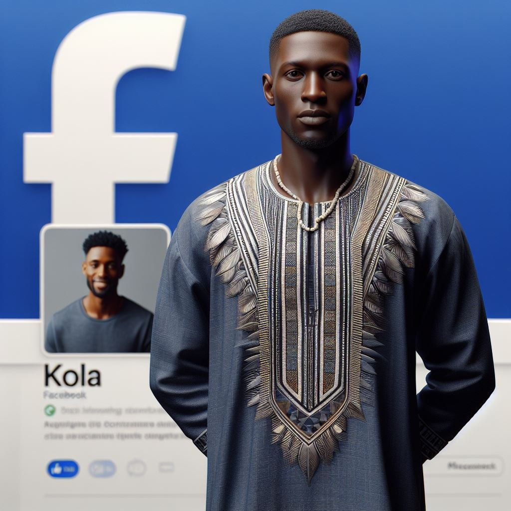 An ultra-realistic 3D illustration of facebook profile page featuring an African American male