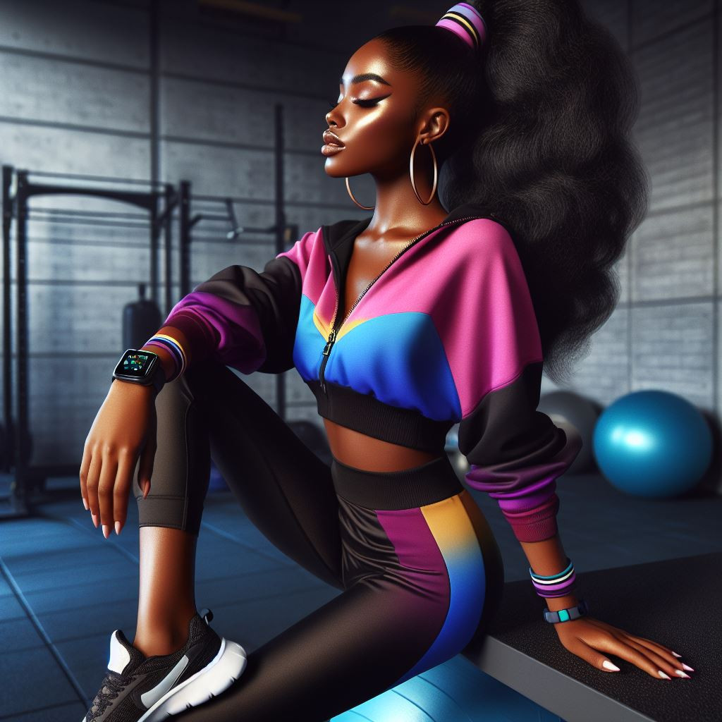 A digital art of African American girl with an athletic flair reflecting her energetic vibe